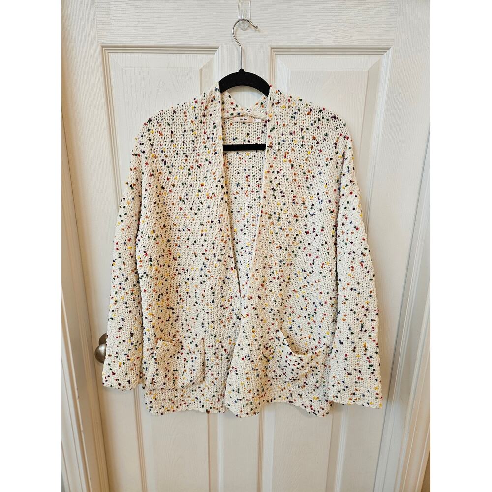 Nu Ami Confetti Popcorn Cardigan Sweater Women’s Small Open Front Cozy Pockets